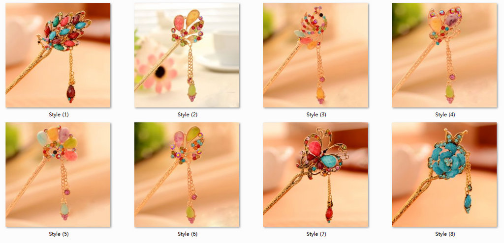 Chinese Ancient Classical Lady Styling Tools Wedding Hair Accessories Peacock Hair Sticks Butterfly Hairpins Tiara Hair Jewelry