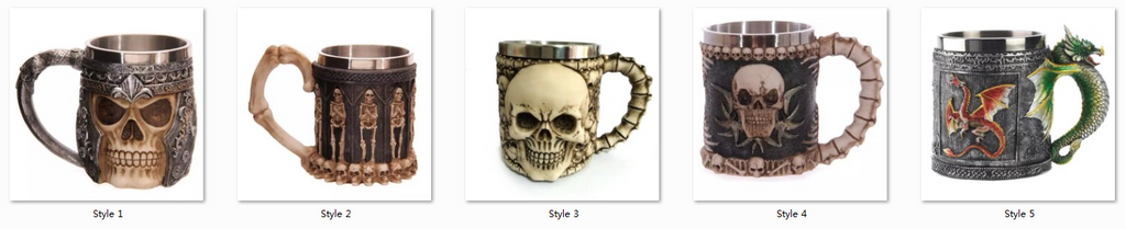 Cool Personalized Double Wall Stainless Steel 3D Skull Mugs Coffee Cup Mug Skull Knight Tankard Dragon Drinking Cup Funny Creative Coffee Cups and Mugs