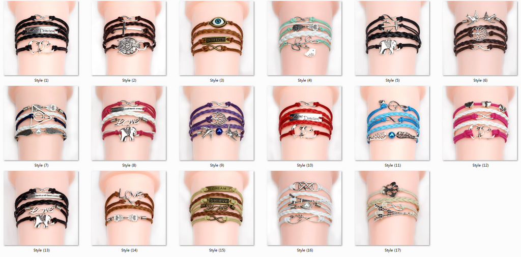 NEW Multilayer Braided Bracelets Vintage Owl Dragon Wings Infinity Charm Bracelet Multicolor Women Leather Bracelet & Bangle