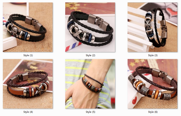 Pulseras Bracelets Man Jewelry Braided Skull Leather Bracelets