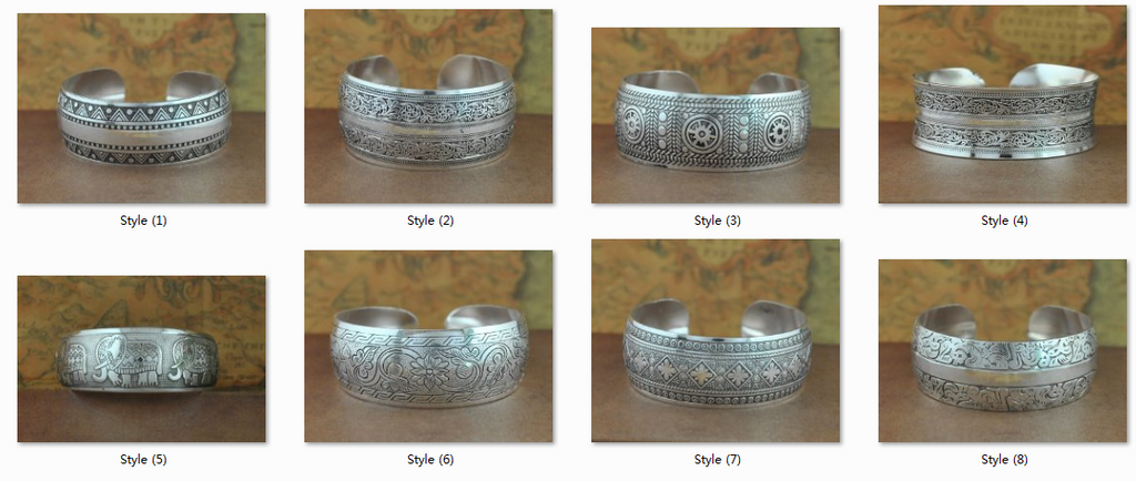 Tibetan Jewelry Vintage Silver Bangles Antique Tibetan Silver Cuff Bracelets