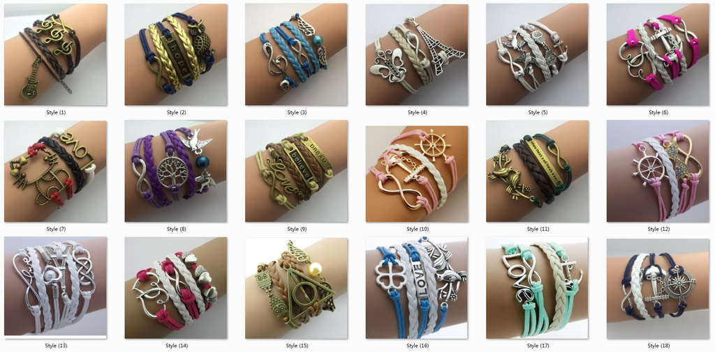 Vintage Fashion Women Jewelry Leather Multilayer Bracelets Jewellery