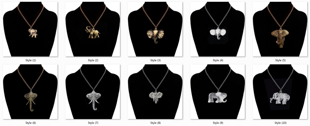 Vintage Gold Crystal Elephant Pendant Necklace Men Retro Silver Long Chain Necklaces Women Jewelry Gift Colares Femininos