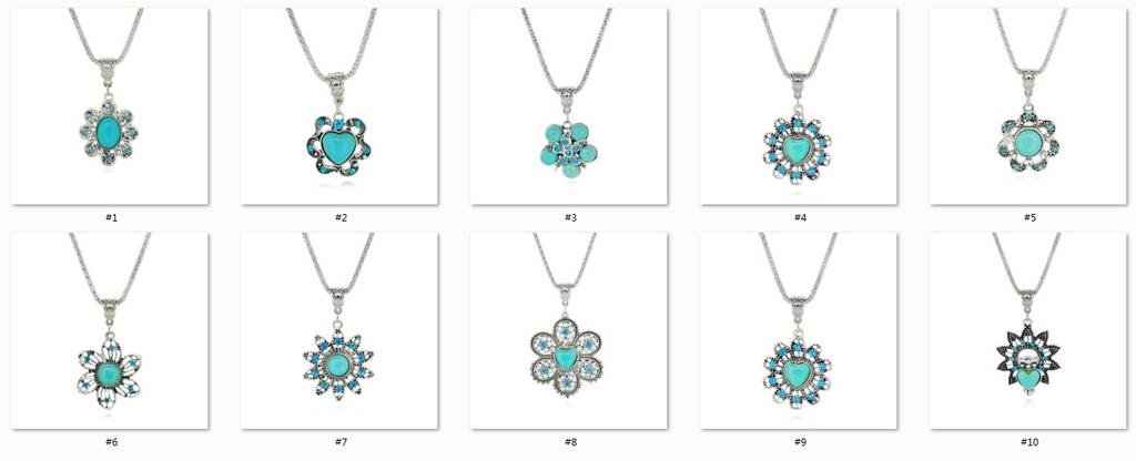 Vintage Turquoise necklaces & pendants Fashion Silver Color Jewelry for Women Classic Crystal Statement Chain Necklace