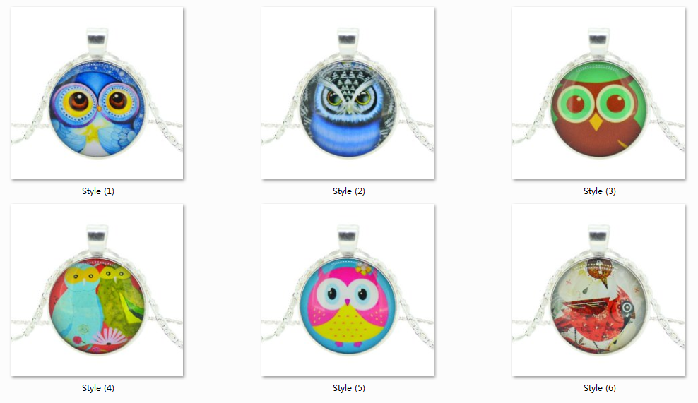 Fashion Owl Pendant Necklace in Jewelry Vintage Glass Cabochon Statement Necklace Newest Silver Color Chain Necklace