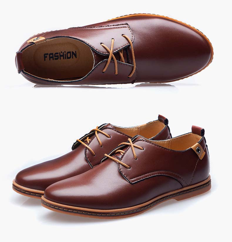 Men Shoes Leather Casual Lace up Brown Black Men Shoes | Buycoolprice
