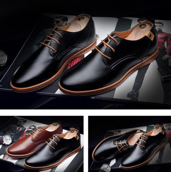 Men Shoes  Leather Casual Lace up Brown Black Men Shoes  