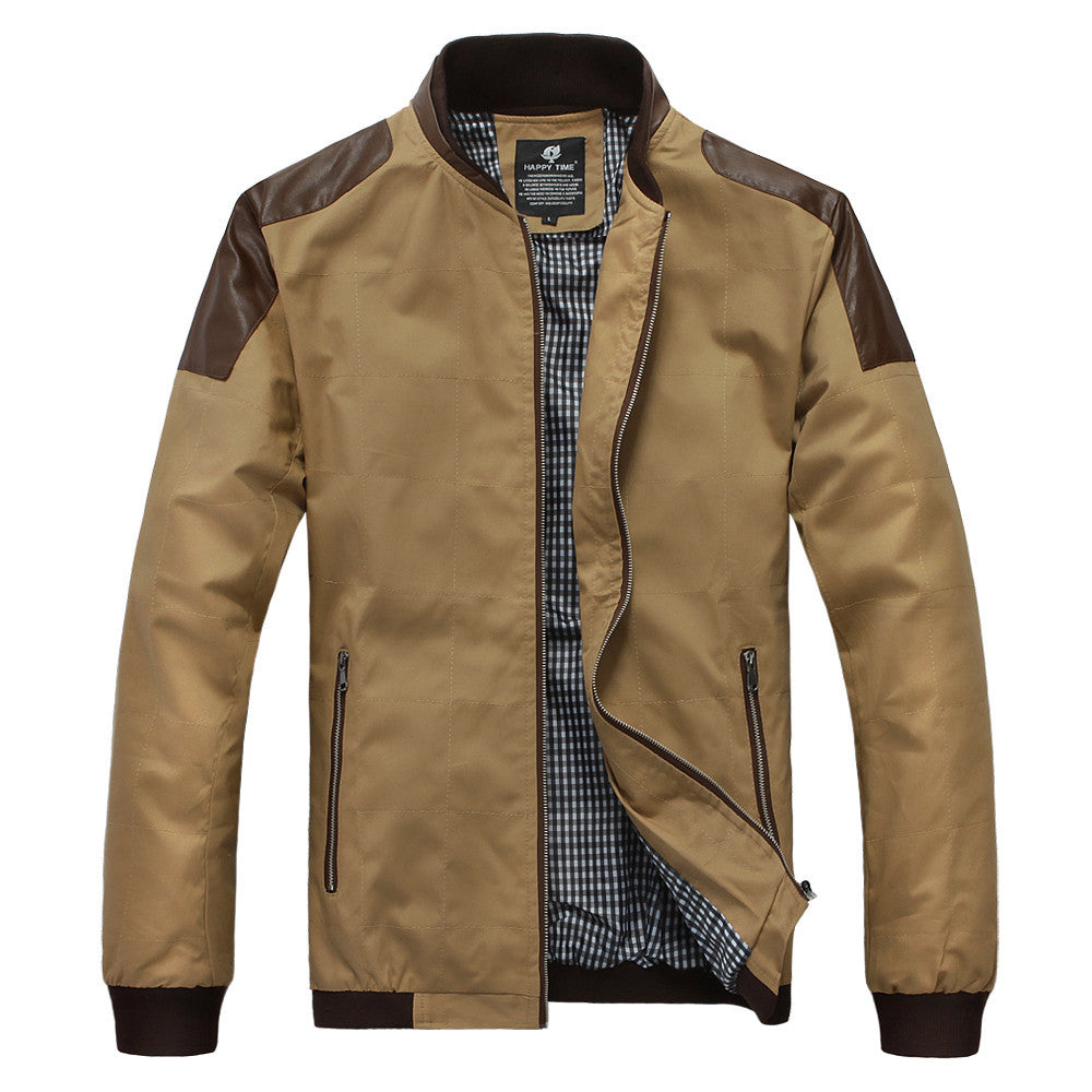 New men's clothing leather patchwork casual jacket coat | Buycoolprice
