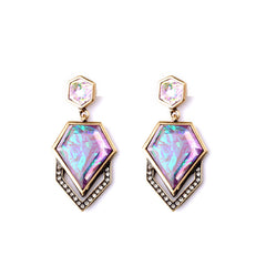 Dazzle Color Geometric Imitation Gems Brand Designer Women's Trendy Drop Earrings