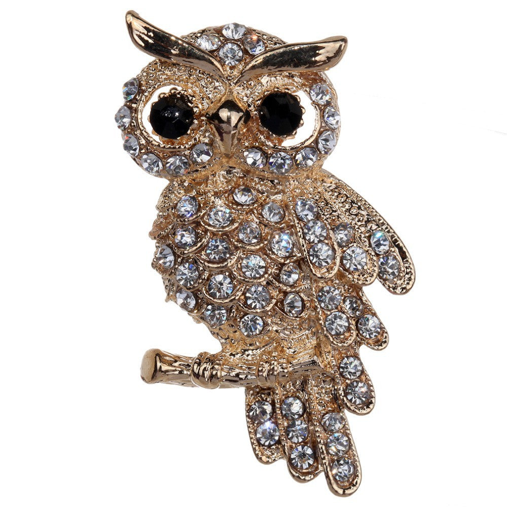 Fashion Gold Plated Owl Style Shiny Crystal Inlay Lady Jewelry Rhinest ...
