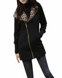 Good Quality Winter Warm Fashion Women Lady Long Sleeve Hoodies Sweatshirt Slim Fit Leopard Coat Jacket Outerwear