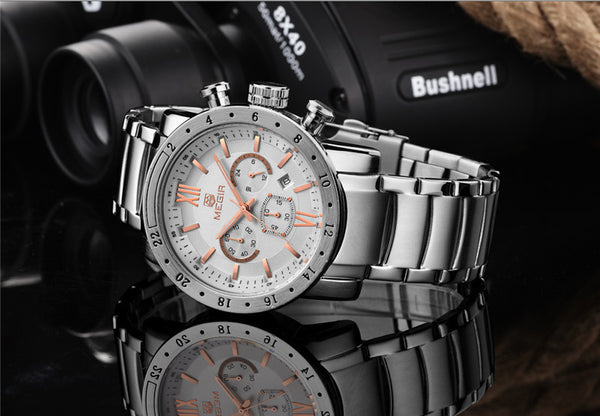 MEGIR Men Watches Top Brand Luxury Watches Chronograph 6 Hands 24 Hour ...