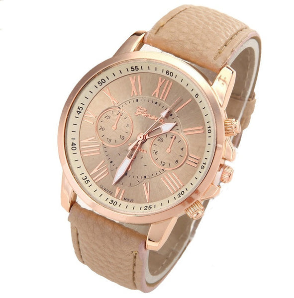 NEW Best Quality Geneva Platinum Watch Women PU Leather wristwatch cas ...