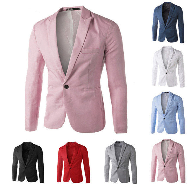 Male Fashion Slim Fit Casual Suit Red Navy Blue Blazer | Buycoolprice