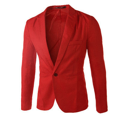 Male Fashion Slim Fit Casual Suit Red Navy Blue Blazer | Buycoolprice