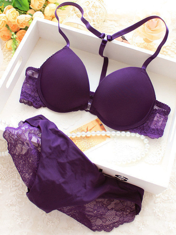 purple bra and underwear set