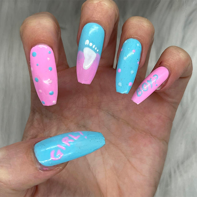 gender reveal nail ideas short