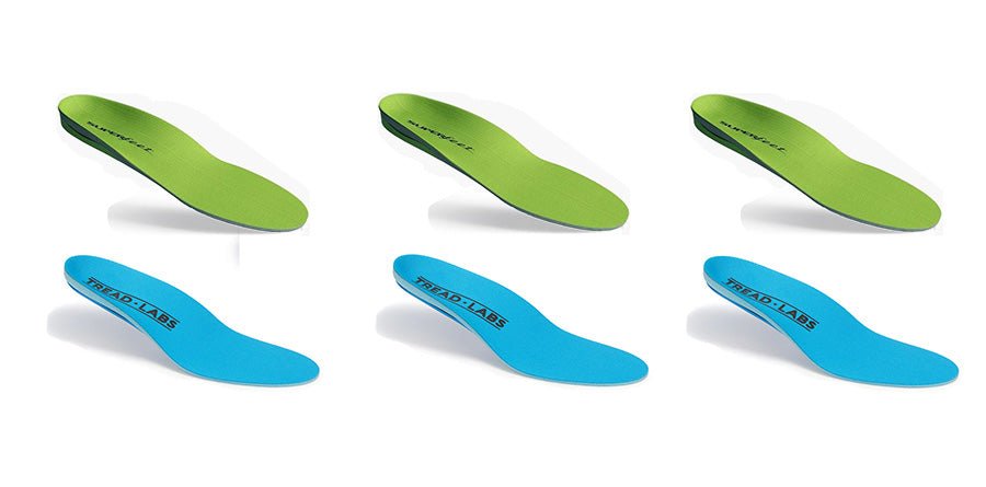 Image showing 3 Tread Lab Pace Wide Insoles and 3 Superfeet All-Purpose Wide-Fit insoles