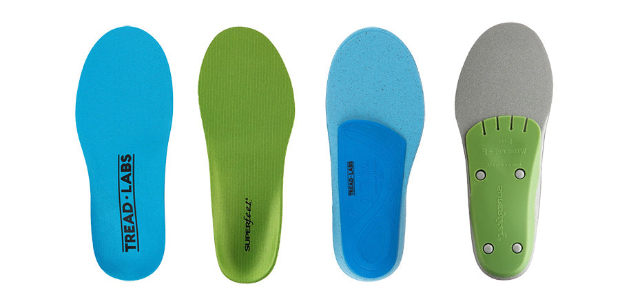 Superfeet All-Purpose Wide-Fit Insole side-by-side with Tread Labs Pace Wide insole.