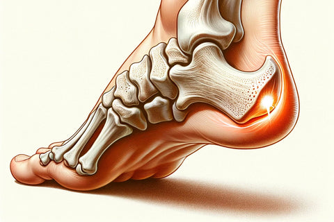 Illustration of a foot with a pain point in the heel.