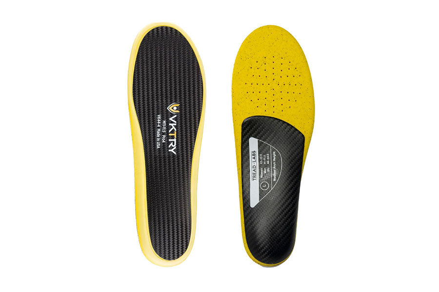 VKTRY Gold Insole next to Tread Labs Dash insole