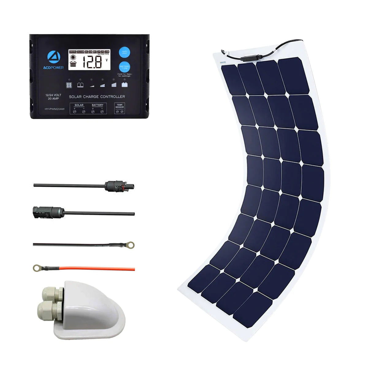 ACOPOWER 220Watts Flexible Solar RV Kit, 20A PWM Charge Controller