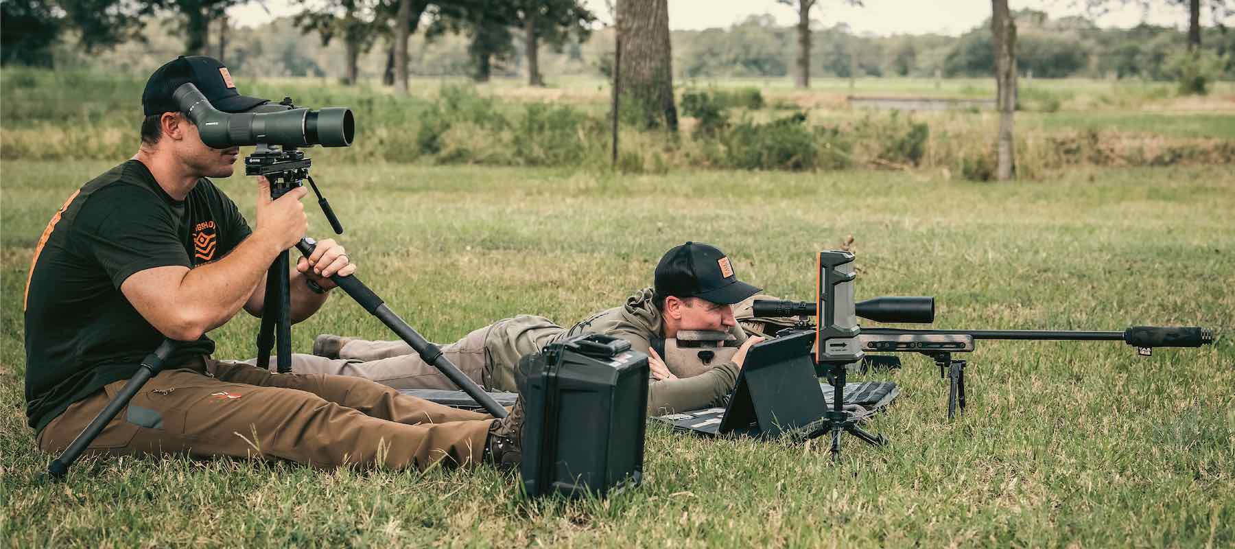 Person laying prone while using the Longshot camera during target practice.