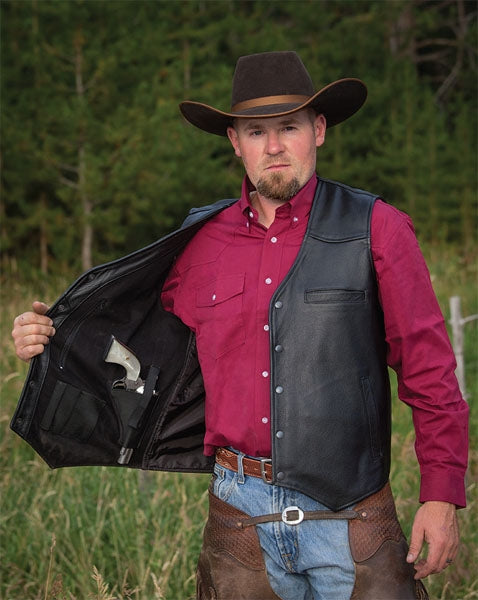 Drover Concealed Carry Leather Vest – Dusty Cowboy