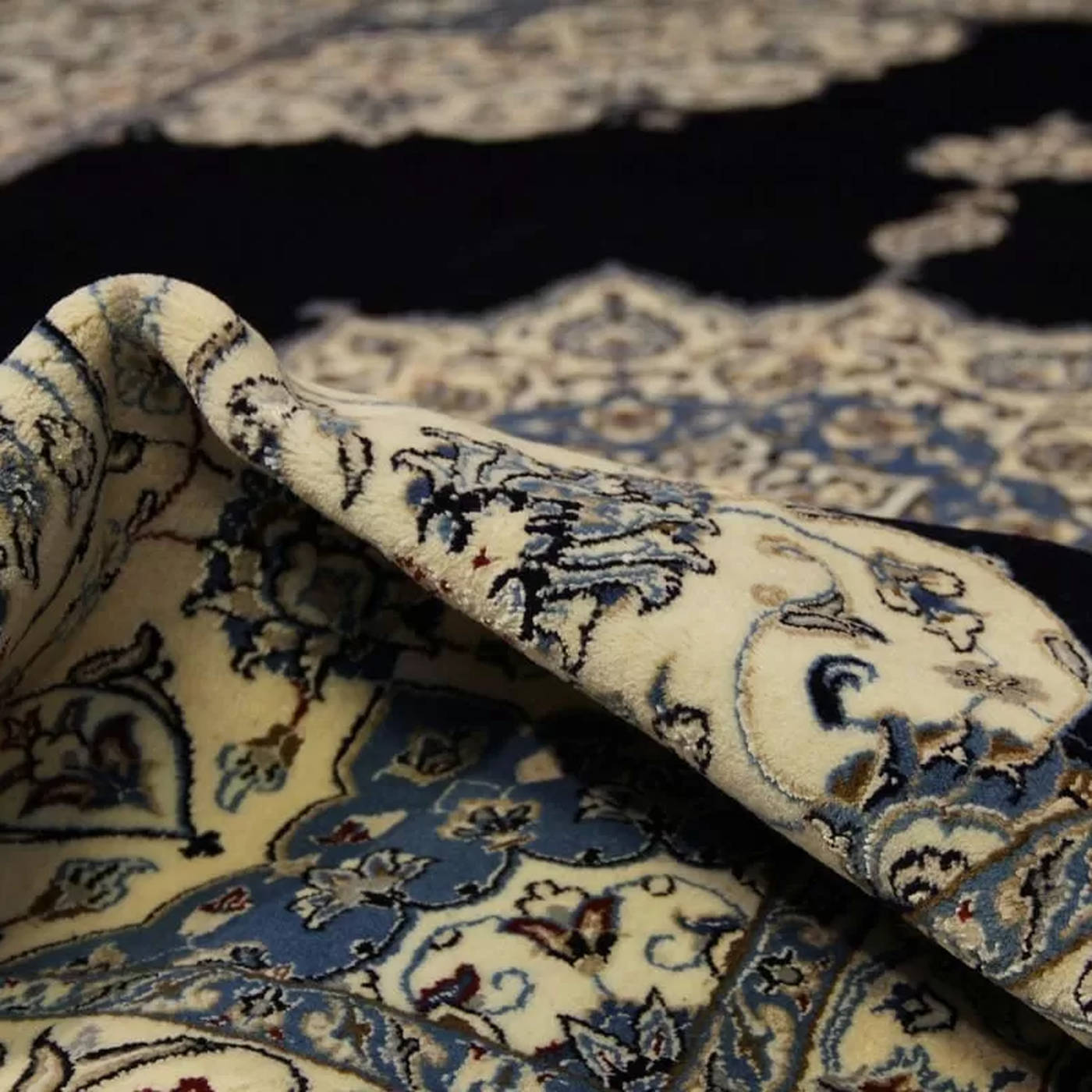 vrijheid Wolf in schaapskleren Onverschilligheid Perzisch tapijt handgeknoopt - 300 x 197 cm - Blauw, Wit - Natuurzijde —  Orientalized