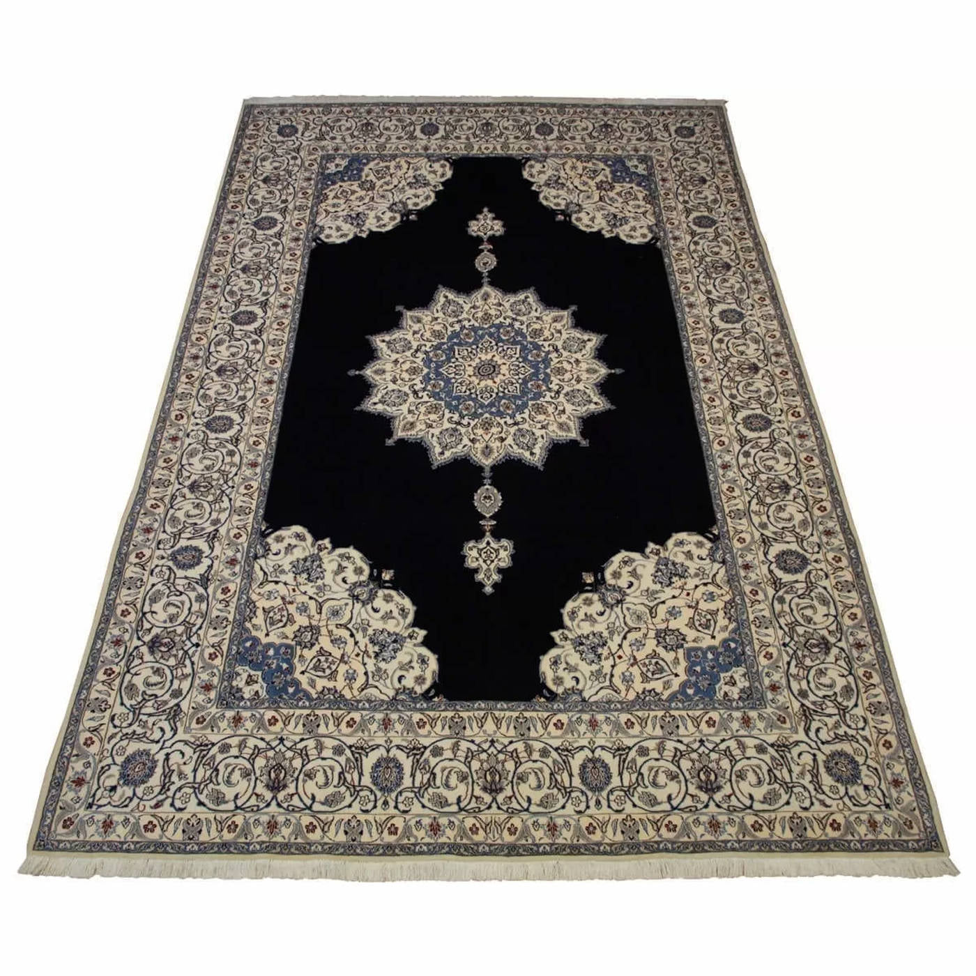 vrijheid Wolf in schaapskleren Onverschilligheid Perzisch tapijt handgeknoopt - 300 x 197 cm - Blauw, Wit - Natuurzijde —  Orientalized