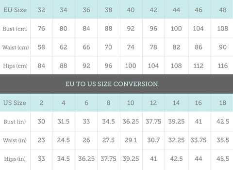 Armonia Bridal Gown Size Chart from The Last Minute Bride