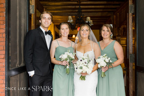 Image of bride and family at the Stevens Estate at Osgood Hill in North Andover, MA