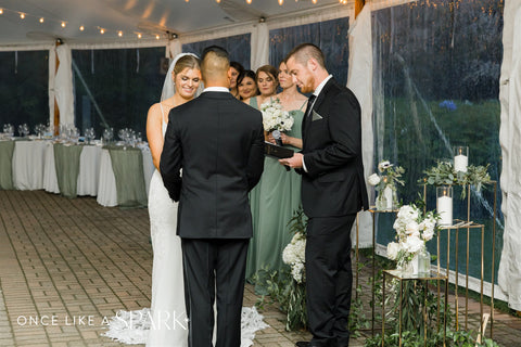 image of bride and groom saying I do during wedding ceremony