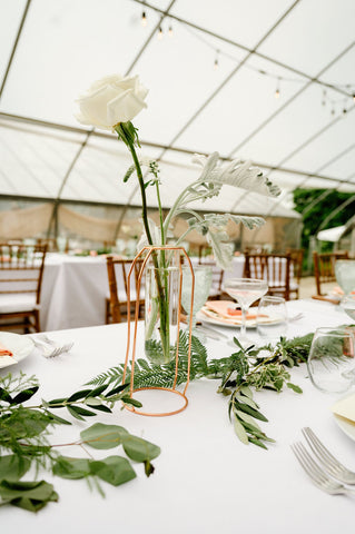 Summer wedding at the Herb Lyceum in Groton - flower arrangements for table