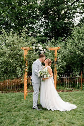 Summer wedding at the Herb Lyceum in Groton - bride and groom portrait