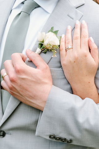 Summer wedding at the Herb Lyceum in Groton - groom's boutonniere