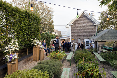 Ceremony location at Strangers and Saints, Provincetown, Cape Cod Wedding