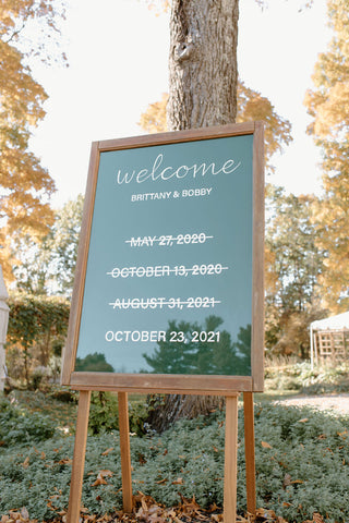 Wedding welcome sign, playful way highlighting that the wedding is worth the wait.