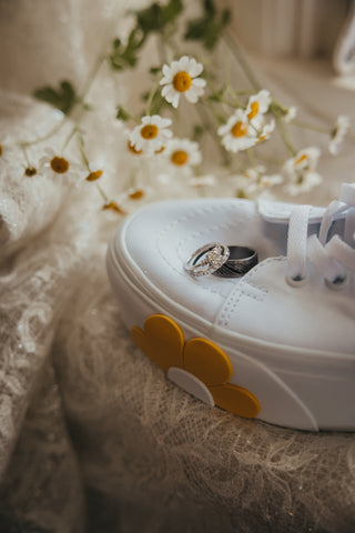 bridal sneakers with flower detail 