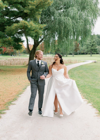 Image of a bride and groom during couple portraits at the Cape Club of Sharon, a New England wedding venue.