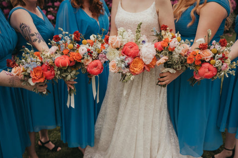 Image of bright, bold, colorful wedding bouquets