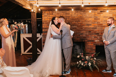 Bride and Groom at wedding at Westfield River Brewing Company