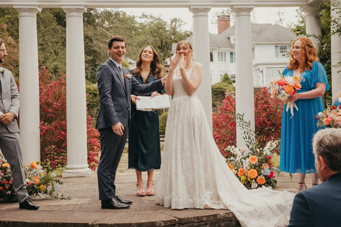 bride and groom at their wedding ceremony at Harding Allen Estate in Massachusetts