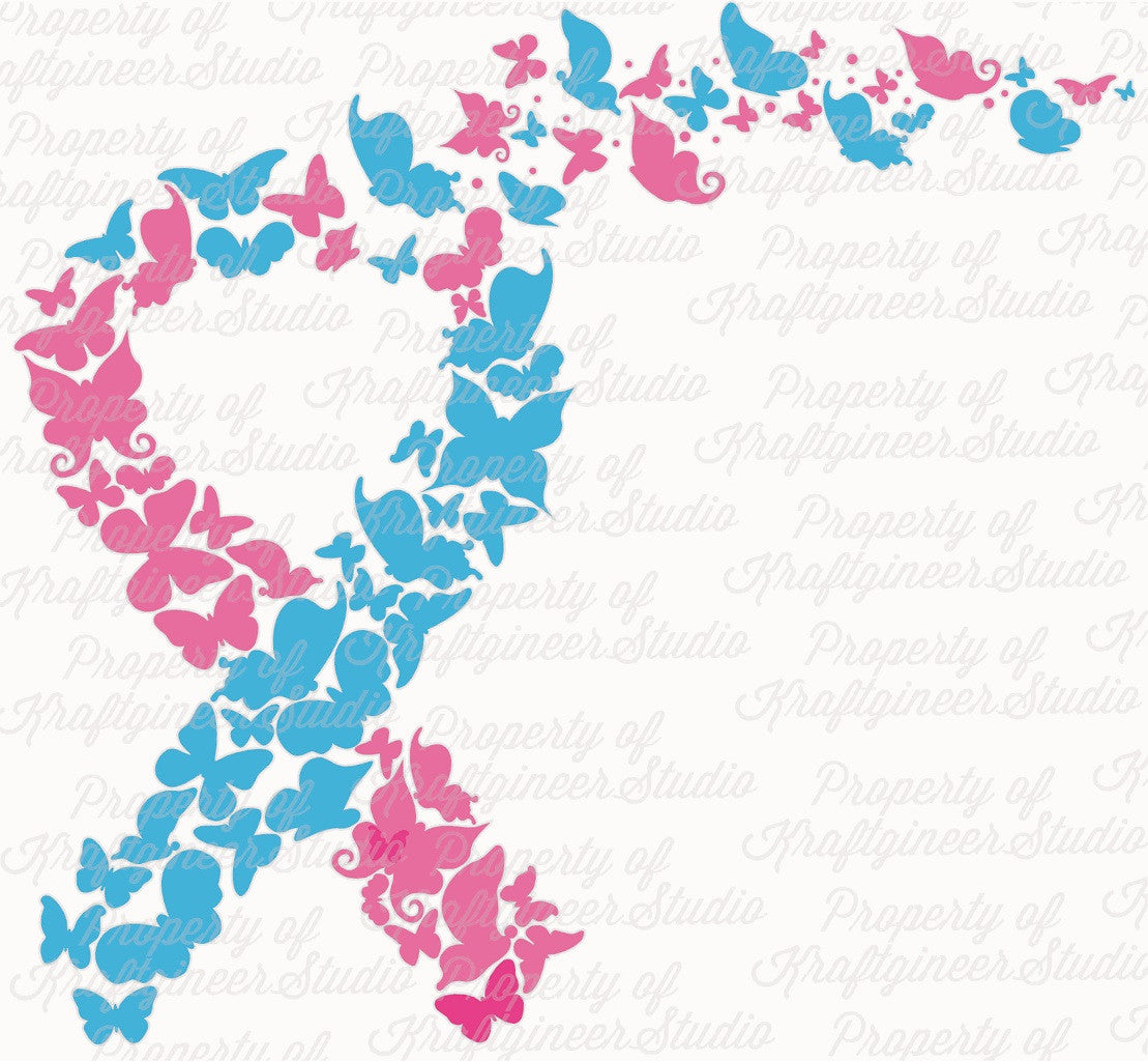 For A Cause Svg Ribbon Of Butterflies Svg Dxf Cut File Kraftgineer Studio