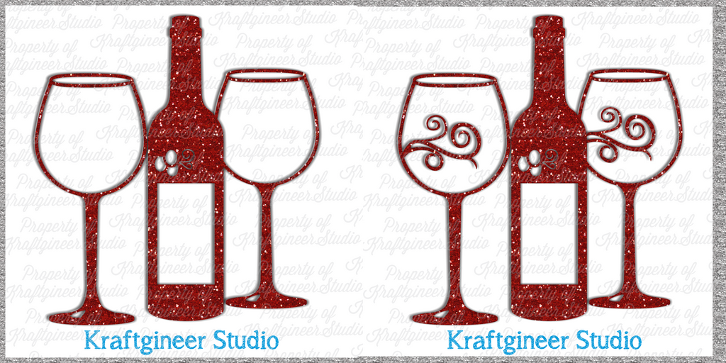 Household SVG | Unsplit Wine N Glasses SVG, DXF, Cut File ...