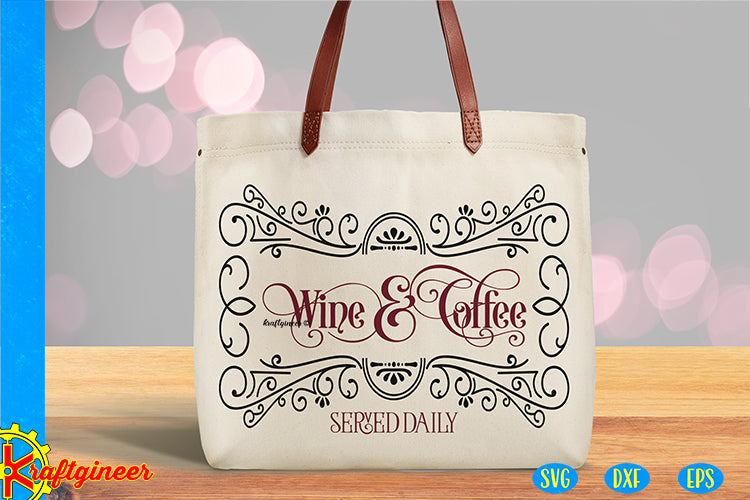 Download Household SVG | Wine & Coffee Swirly Sign SVG, DXF, EPS ...