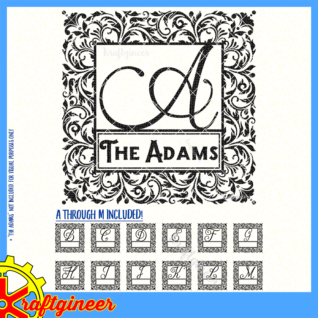 Download Weddings SVG | Flourish Alphabet Frame A-M SVG, Cut File ...