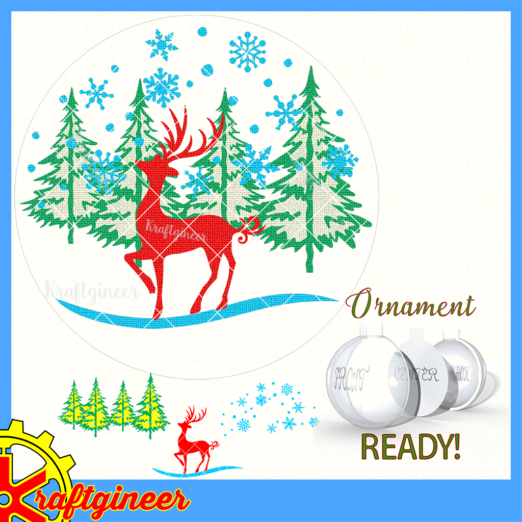 Download Christmas Svg Ornament Deer Scene Svg Dxf Eps Cut File Kraftgineer Studio