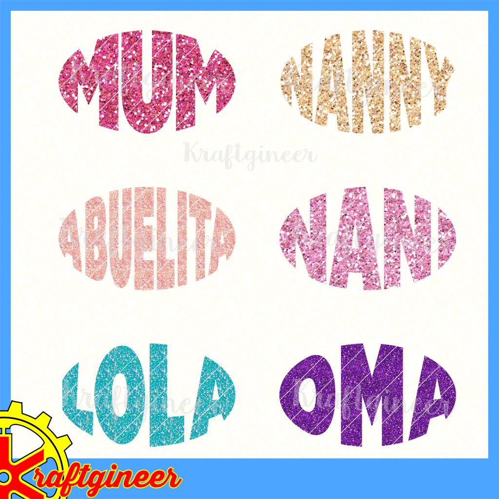 Download Mother's Day SVG | Oval Mom Names SVG, DXF, EPS, Cut File - Kraftgineer Studio