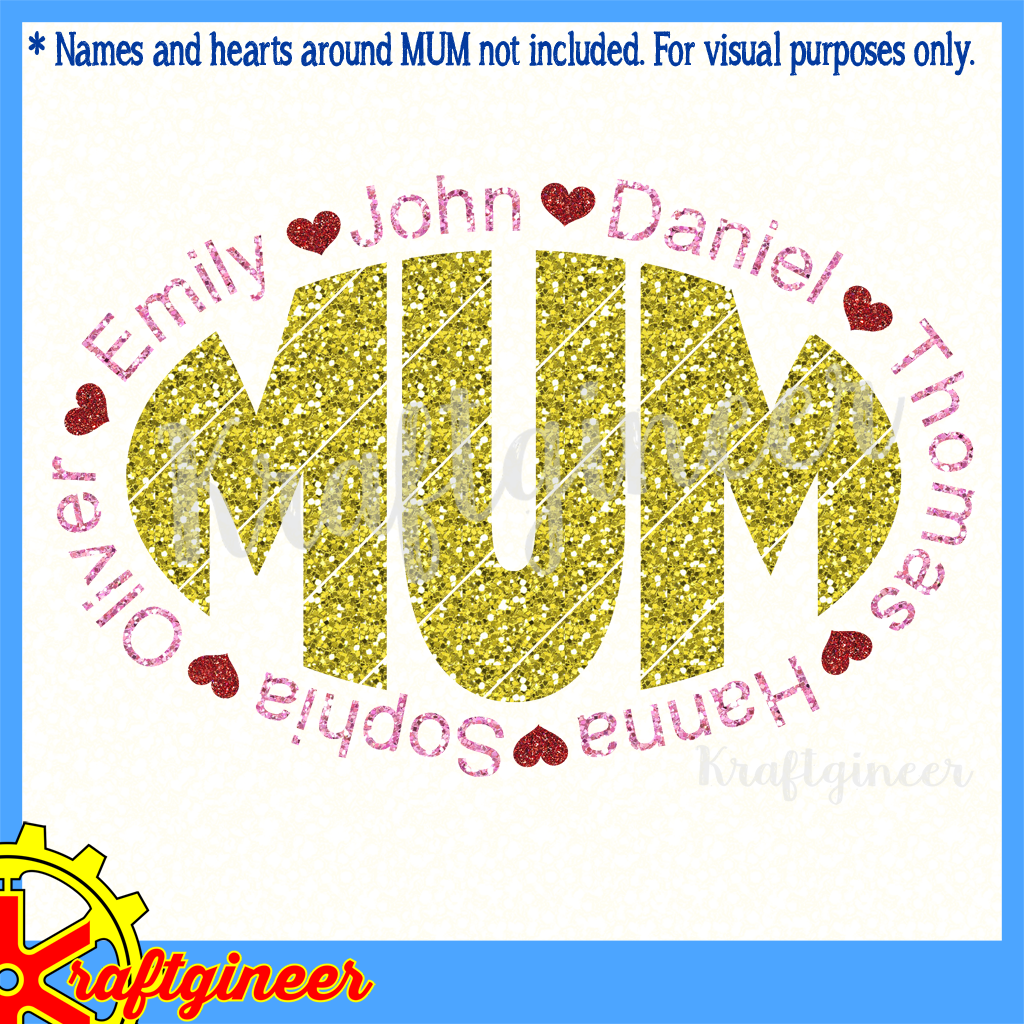 Download Mother's Day SVG | Oval Mom Names SVG, DXF, EPS, Cut File - Kraftgineer Studio